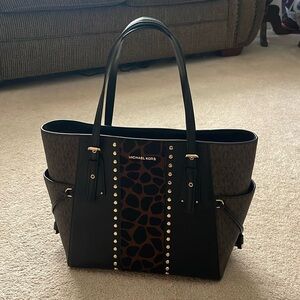 Michael Kors Black and Brown Tote Bag